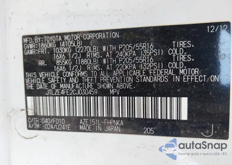 2012 Scion Xb z USA, uszkodzony, nr VIN JTLZE4FE2CJ030459